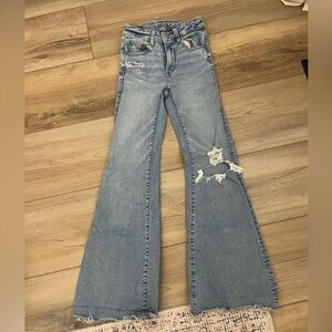 American Eagle Outfitters Super High Rise Flare Jeans, 00 short
